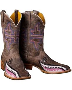 Tin Haul Women's Man Eater Shark Western Boots - Square Toe -Twisted X Sales 045S68 42 D3