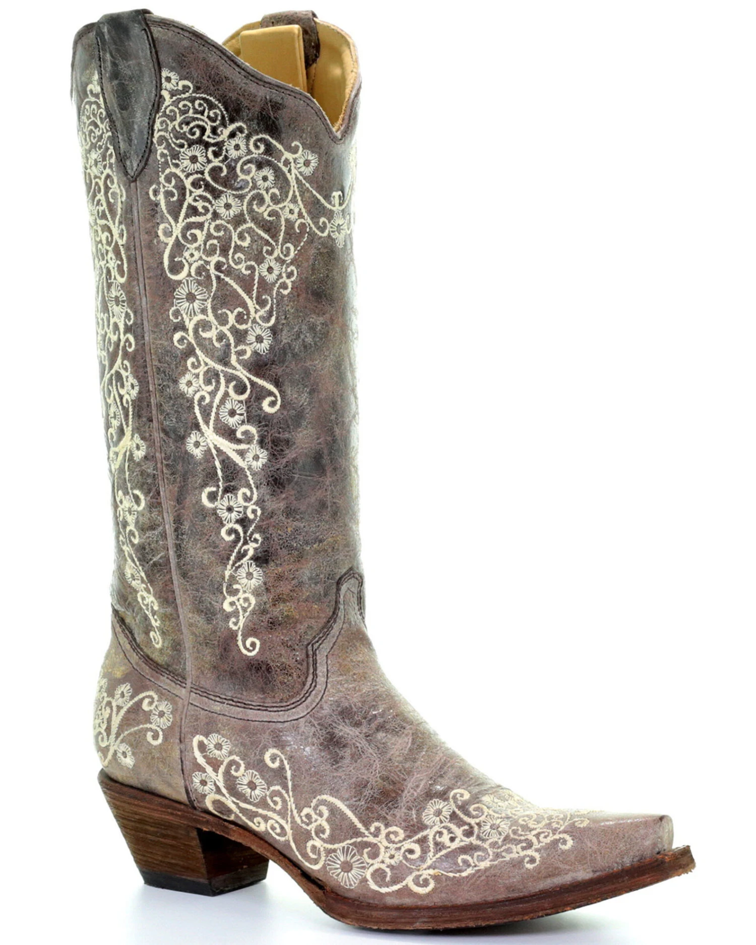 Corral Women's Crater With Bone Embroidery Western Boots - Snip Toe 3 Corral Women's Crater With Bone Embroidery Western Boots - Snip Toe