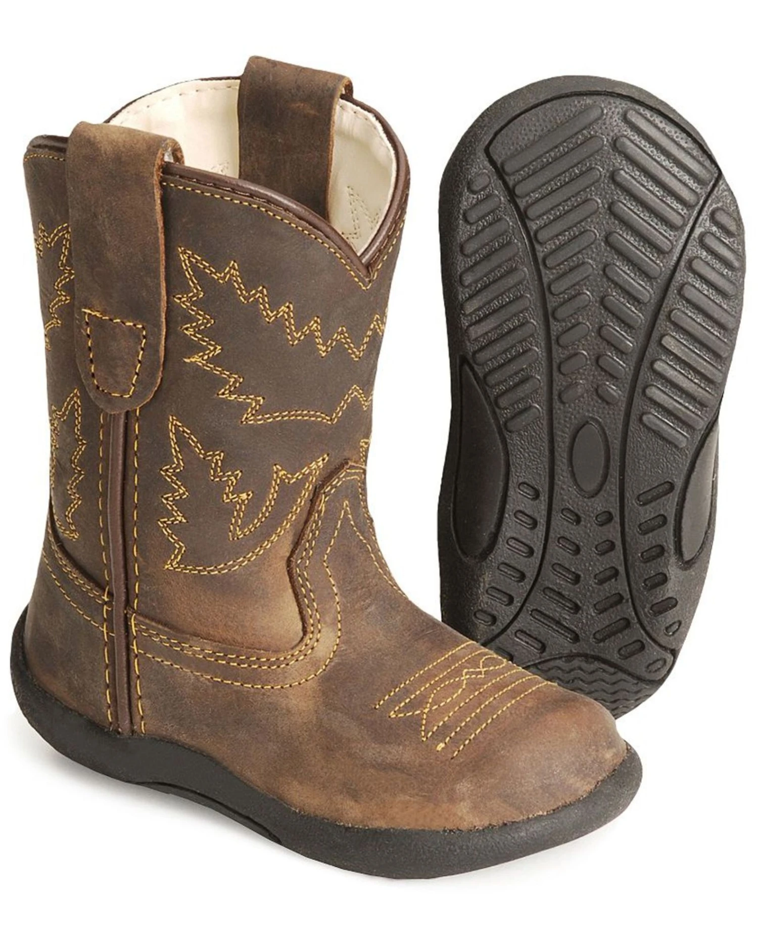 Old West Toddler Boys' Crazy Horse Boots - Round Toe 4 Old West Toddler Boys' Crazy Horse Boots - Round Toe - Image 2