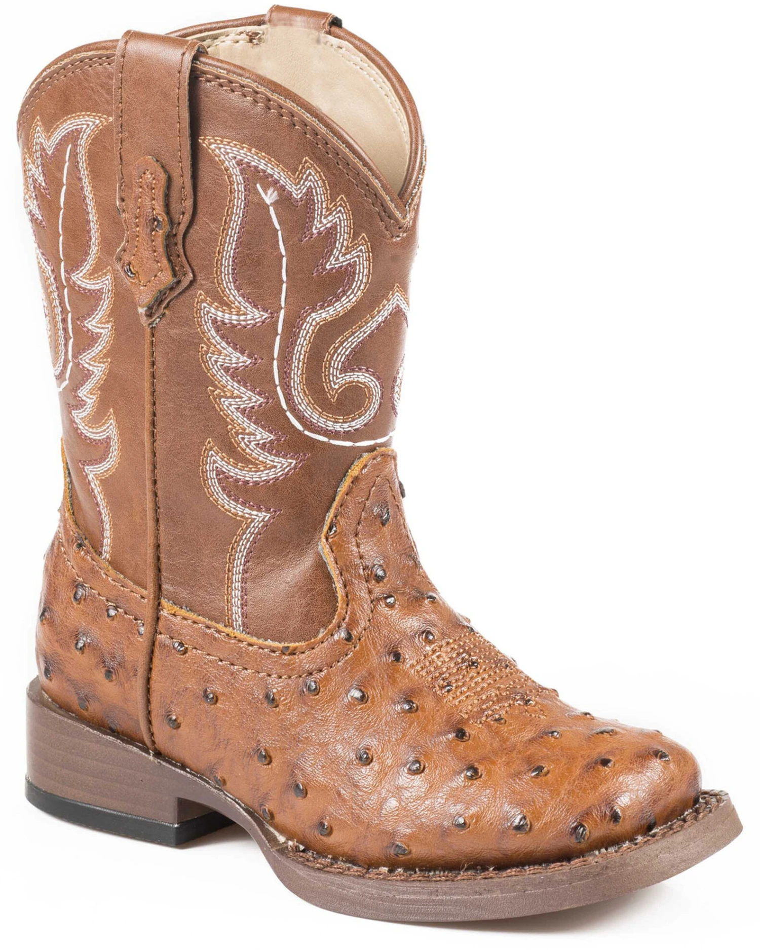 Roper Toddler Boys' Ostrich Print Western Boots - Square Toe 3 Roper Toddler Boys' Ostrich Print Western Boots - Square Toe