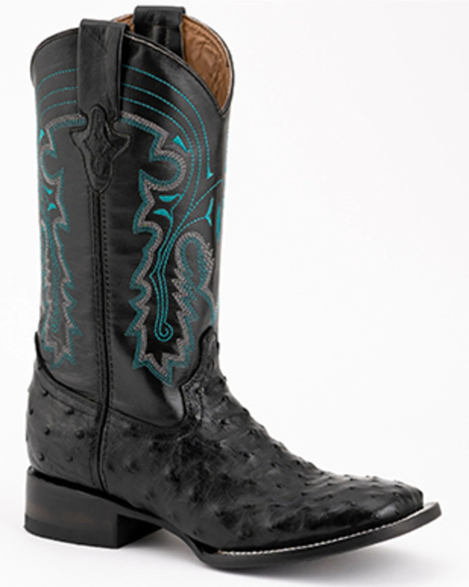 Ferrini Men's Full-Quill Ostrich Embroidered Western Boots - Broad Square Toe 3 Ferrini Men's Full-Quill Ostrich Embroidered Western Boots - Broad Square Toe