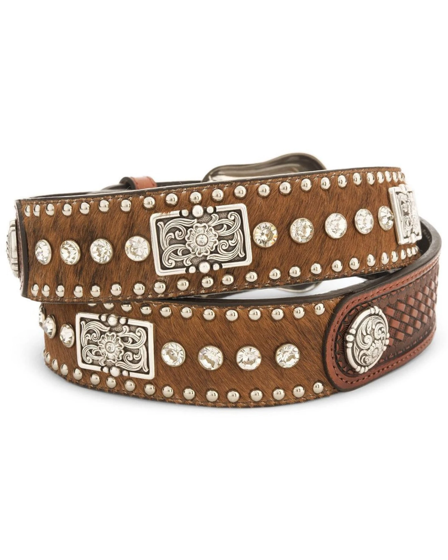 Nocona Men's Crystal Studded Hair-On-Hide Leather Belt - Reg & Big 4 Nocona Men's Crystal Studded Hair-On-Hide Leather Belt - Reg & Big - Image 2