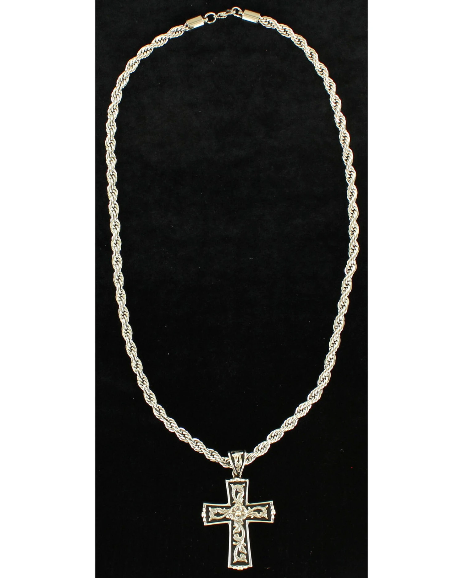 Twister Men's Floral Scroll Cross Necklace 3 Twister Men's Floral Scroll Cross Necklace