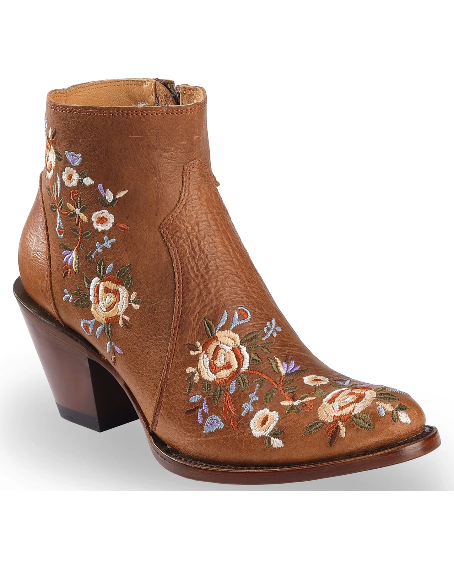 Shyanne Women's Millie Floral Embroidered Booties - Round Toe 3 Shyanne Women's Millie Floral Embroidered Booties - Round Toe