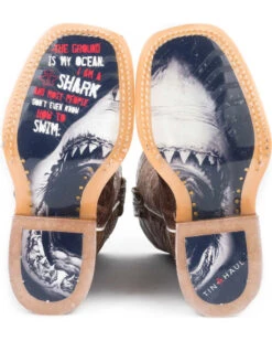 Tin Haul Boys' Tan And Red 8" Leather Western Boots - Square Toe  -Twisted X Sales 2000228353 280 D2