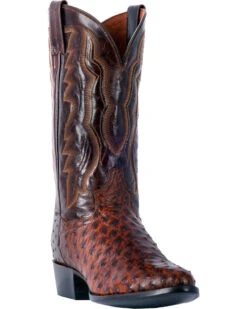 Dan Post Men's Pershing Brass Full Quill Ostrich Western Boots - Medium Toe