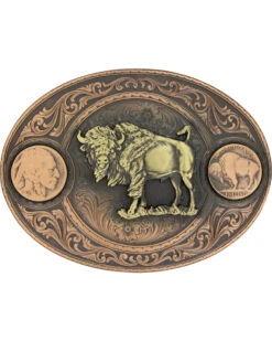 Montana Silversmiths Men's Copper Buffalo Indian Head Nickel Belt Buckle