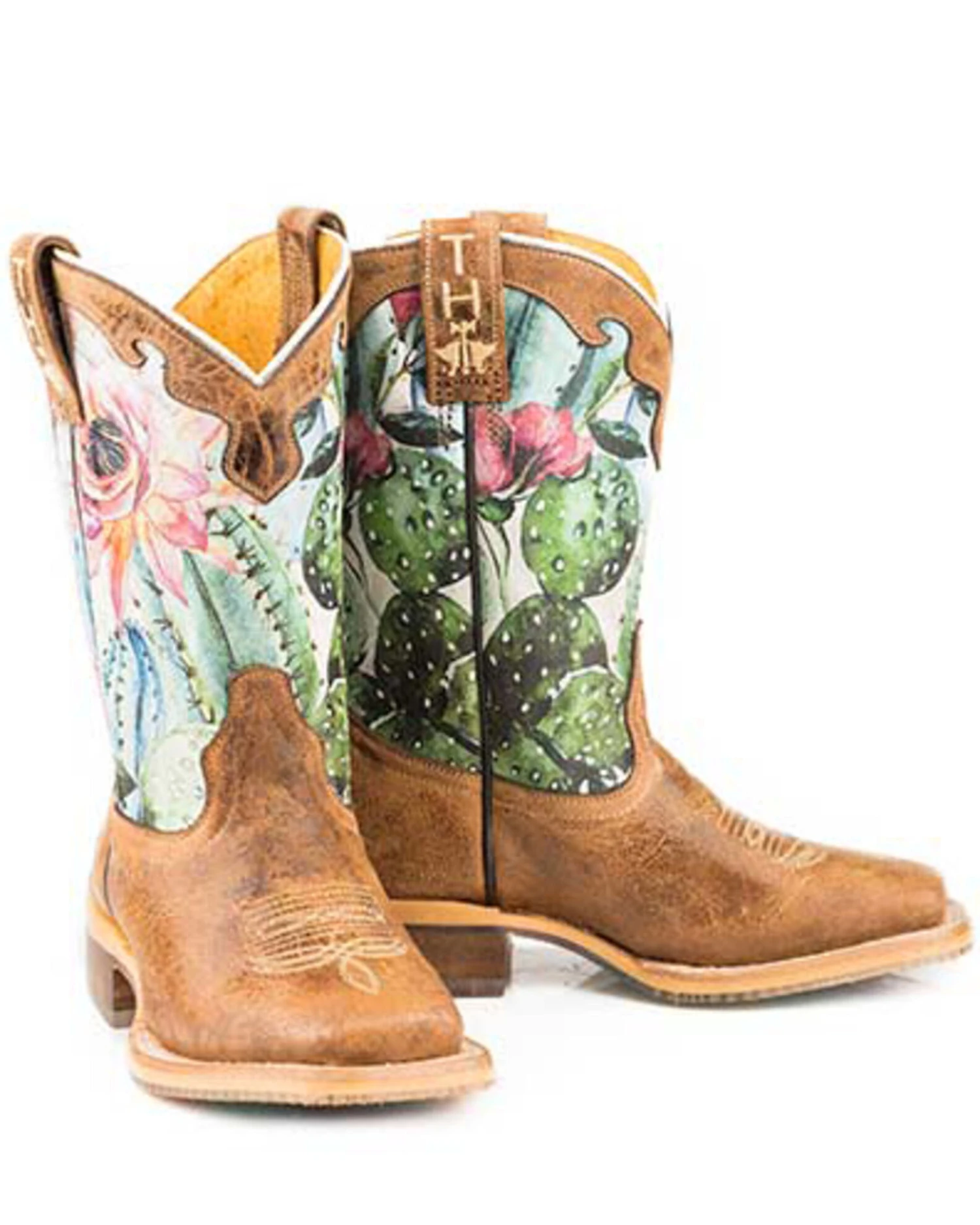 Tin Haul Girls' Cactilicious Embroidered Western Boots - Square Toe 3 Tin Haul Girls' Cactilicious Embroidered Western Boots - Square Toe