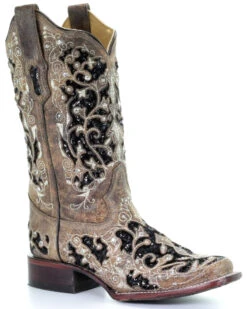 Corral Women's Sequin Inlay Western Boots - Square Toe