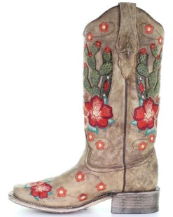 Corral Women's Cactus Floral Embroidery Overlay Western Boots - Square Toe 9 Corral Women's Cactus Floral Embroidery Overlay Western Boots - Square Toe -Twisted X Sales 2000282865 251 P3