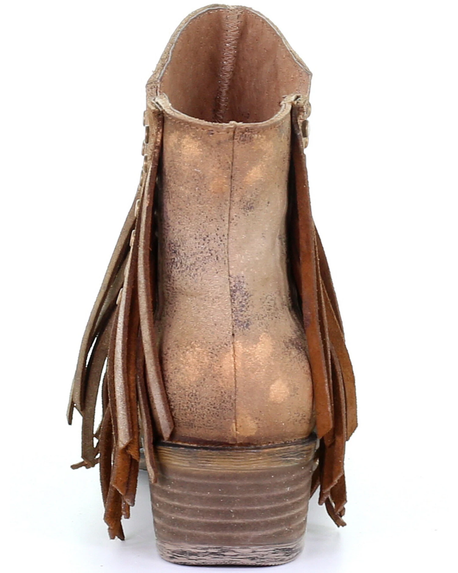 Circle G Women's Brown Studded Fringe Booties - Round Toe 6 Circle G Women's Brown Studded Fringe Booties - Round Toe - Image 4