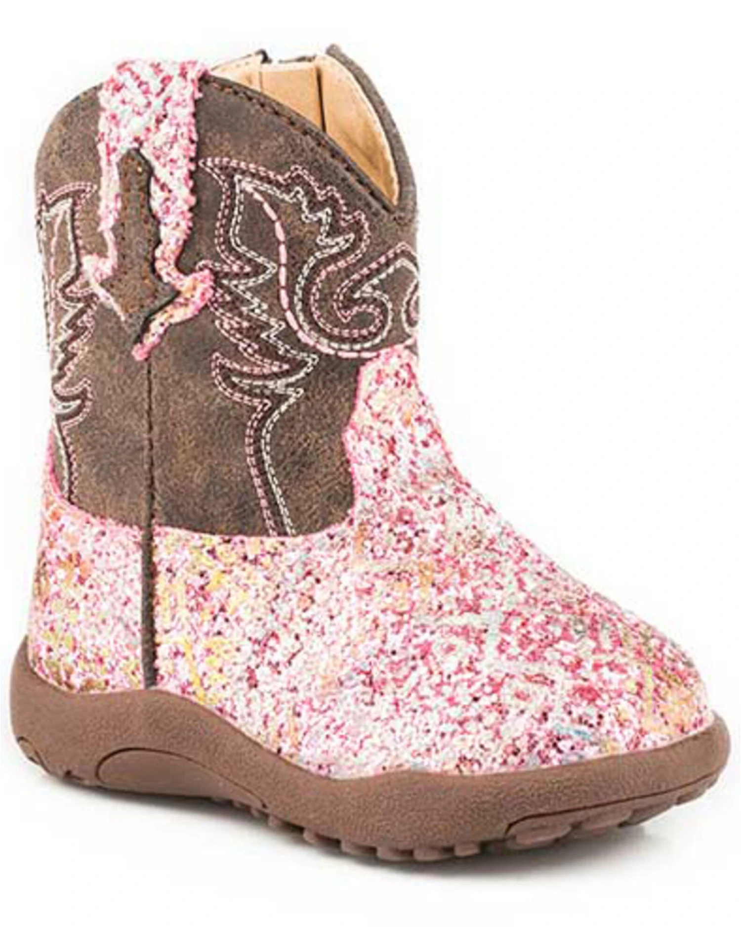 Roper Infant Girls' Glitter Southwestern Western Boots - Round Toe 3 Roper Infant Girls' Glitter Southwestern Western Boots - Round Toe