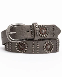 Shyanne Women's Floral Studded Pewter Belt