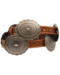Ariat Women's Brown Tooled Oval Concho Western Belt