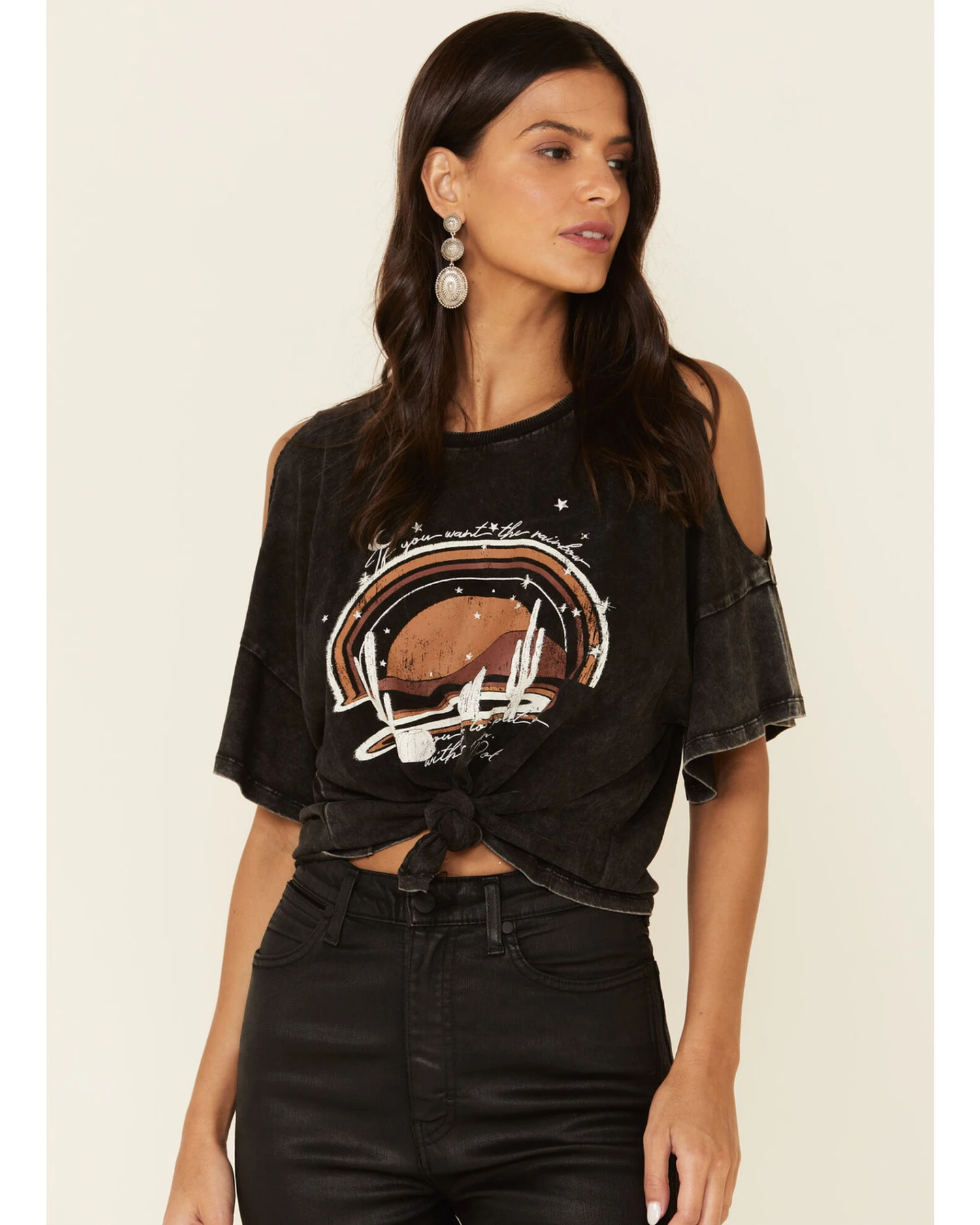 White Crow Women's Night Rainbow Dolly Quote Cold Shoulder Top 3 White Crow Women's Night Rainbow Dolly Quote Cold Shoulder Top