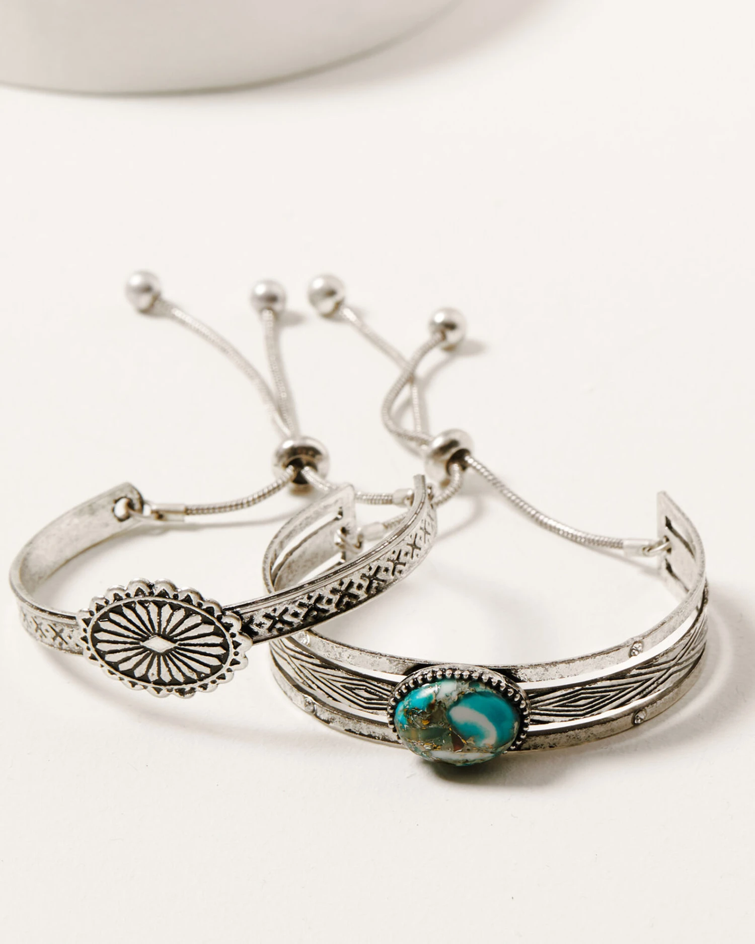 Shyanne Women's Silver Concho & Turquoise Cuff Bracelet Set 3 Shyanne Women's Silver Concho & Turquoise Cuff Bracelet Set