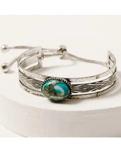Shyanne Women's Silver Concho & Turquoise Cuff Bracelet Set 7 Shyanne Women's Silver Concho & Turquoise Cuff Bracelet Set -Twisted X Sales 2000338155 040 P3