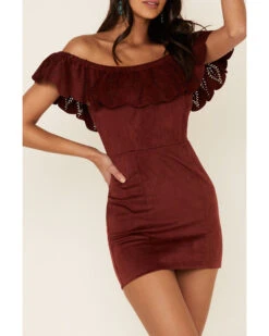 Shyanne Women's Off-Shoulder Faux Suede Dress 9 Shyanne Women's Off-Shoulder Faux Suede Dress -Twisted X Sales 2000338232 240 P3