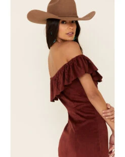 Shyanne Women's Off-Shoulder Faux Suede Dress 11 Shyanne Women's Off-Shoulder Faux Suede Dress -Twisted X Sales 2000338232 240 P5