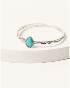 Shyanne Women's 4-piece Silver Turquoise & Peach Moonstone Bangle Bracelet Set -Twisted X Sales 2000338357 040 P5