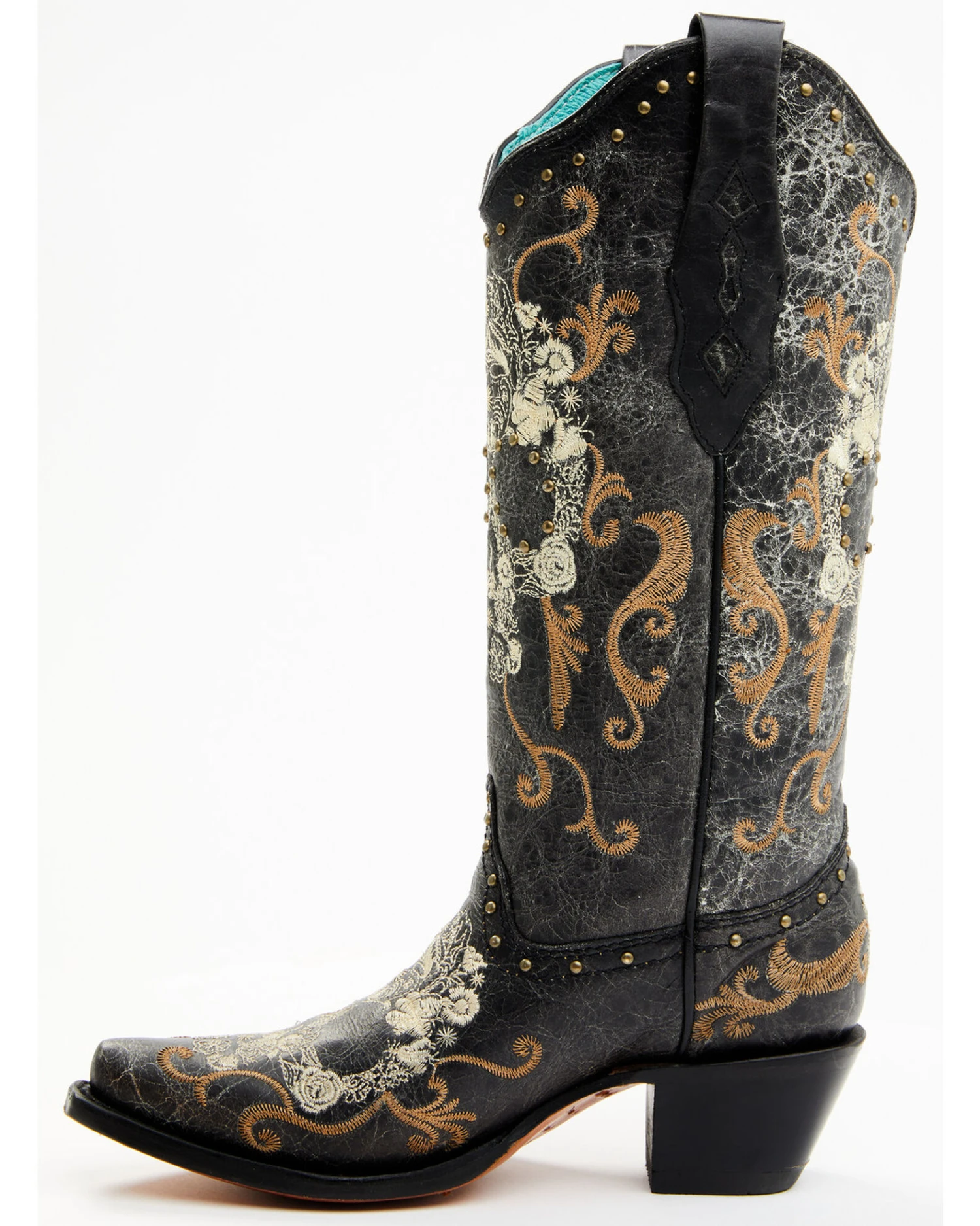 Corral Women's Floral Skull Embroidery & Studs Western Boots - Snip Toe 5 Corral Women's Floral Skull Embroidery & Studs Western Boots - Snip Toe - Image 3