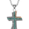 Montana Silversmiths Men's Inner Light Turquoise Cross Necklace -Twisted X Sales 2000343974 040 P1