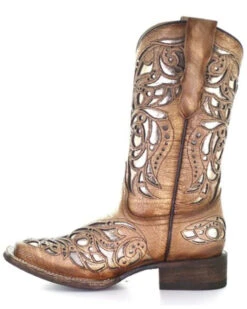 Corral Girls' Shiny Inlay Western Boots - Square Toe 9 Corral Girls' Shiny Inlay Western Boots - Square Toe -Twisted X Sales 2000345519 280 P3