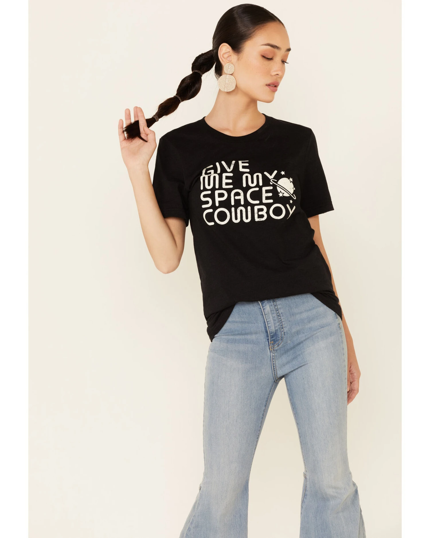 Ali Dee Women's Give Me My Space Cowboy Graphic Short Sleeve Tee 3 Ali Dee Women's Give Me My Space Cowboy Graphic Short Sleeve Tee