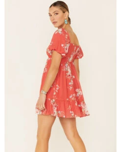 A Collective Story Women's Coral Floral Peasant Tiered Dress -Twisted X Sales 2000346388 850 P4