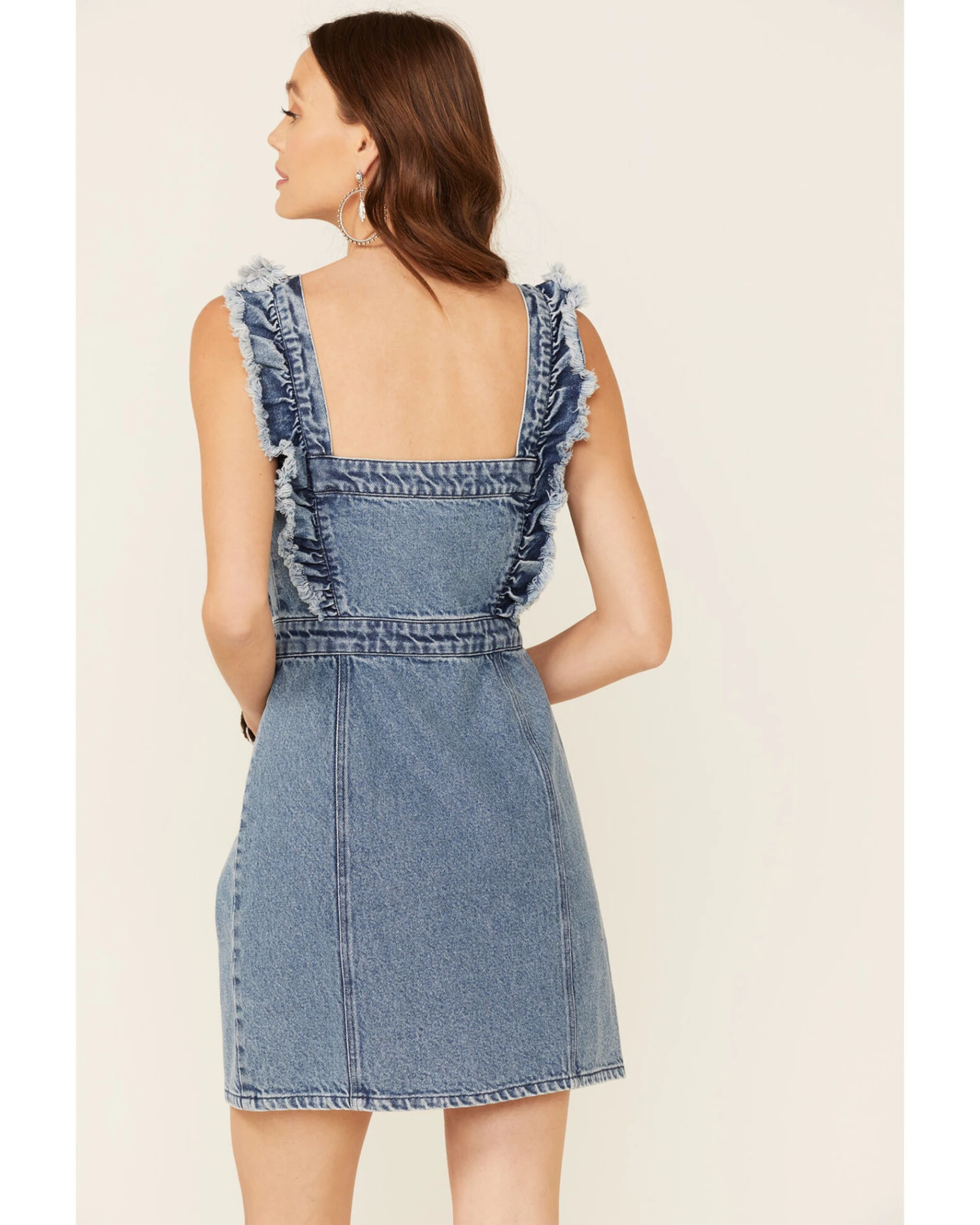 Revel Women's Fray Edge Ruffled Denim Dress 6 Revel Women's Fray Edge Ruffled Denim Dress - Image 4