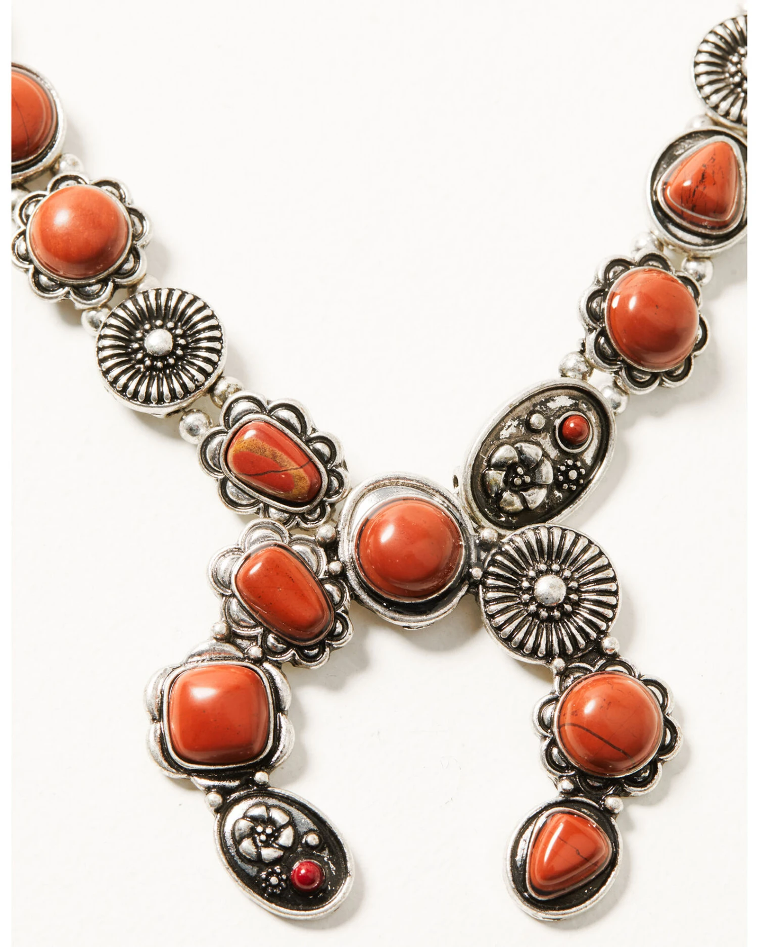 Shyanne Women's Canyon Sunset Red Turquoise Squash Blossom Necklace 4 Shyanne Women's Canyon Sunset Red Turquoise Squash Blossom Necklace - Image 2