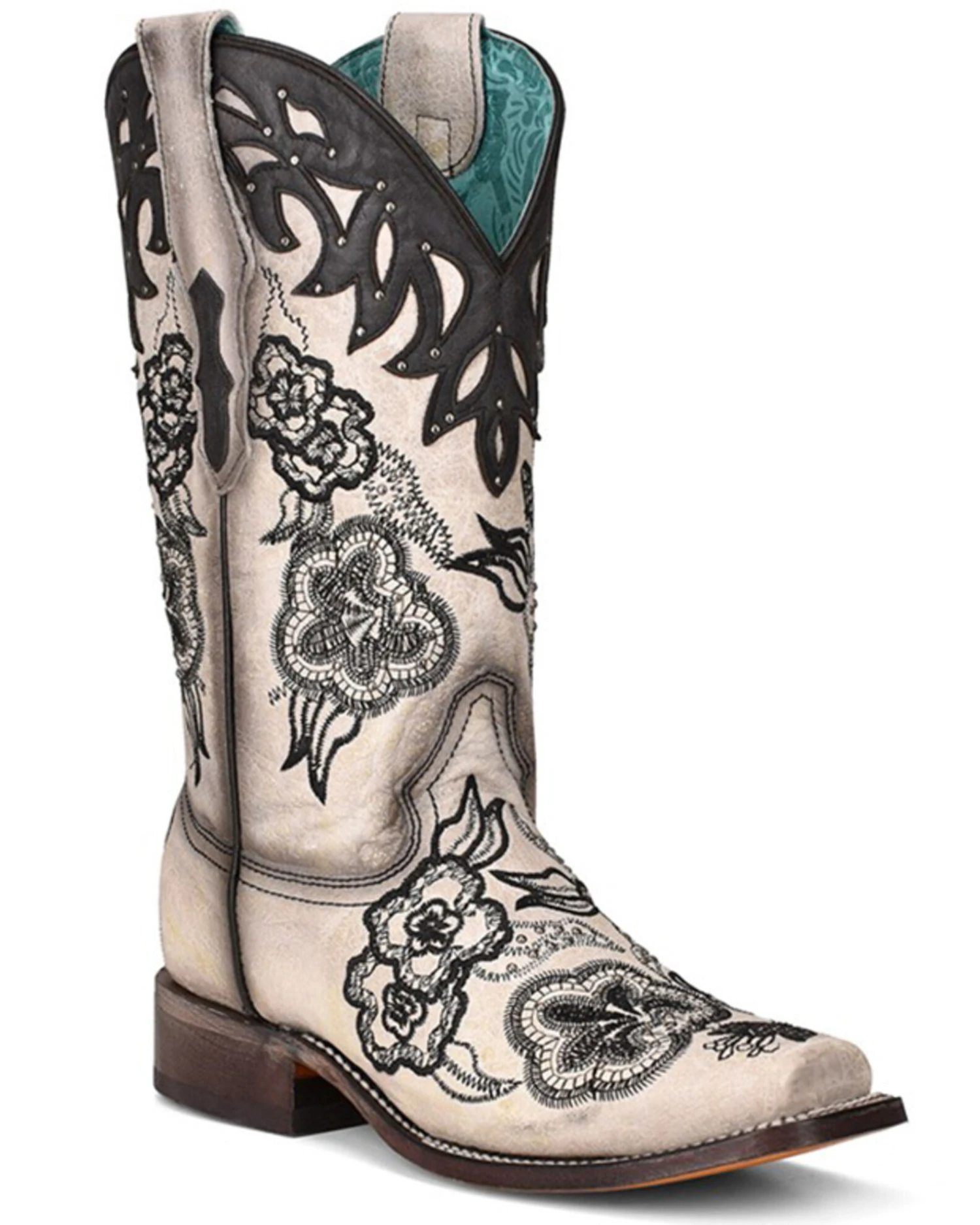 Corral Women's White Overlay Western Boots - Square Toe 3 Corral Women's White Overlay Western Boots - Square Toe