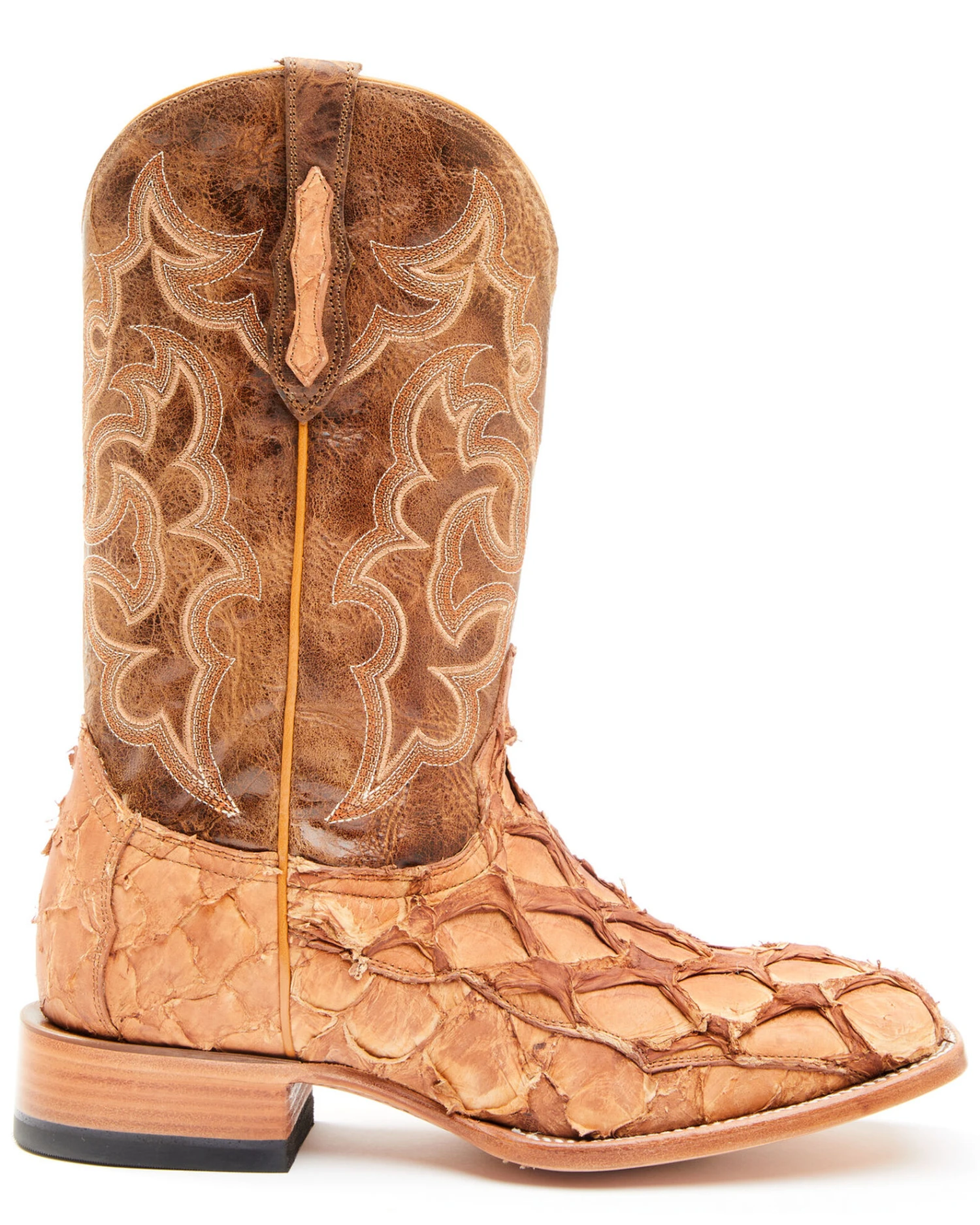 Cody James Men's Caramel Matte Pirarucu Exotic Western Boots - Broad Square Toe 4 Cody James Men's Caramel Matte Pirarucu Exotic Western Boots - Broad Square Toe - Image 2