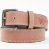 Hawx Men's Brown Pebbled Logo Buckle Leather Belt