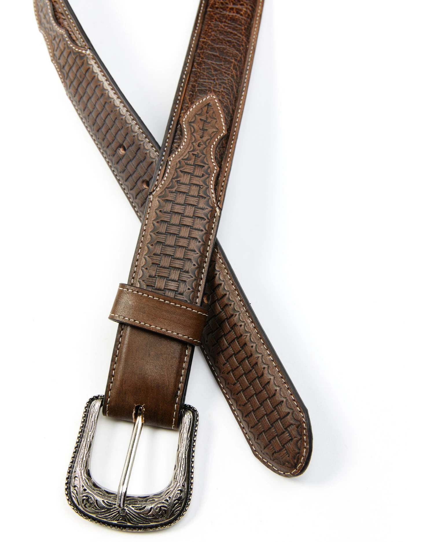 Cody James Men's Basket Weave Embossed Billet Leather Belt 4 Cody James Men's Basket Weave Embossed Billet Leather Belt - Image 2