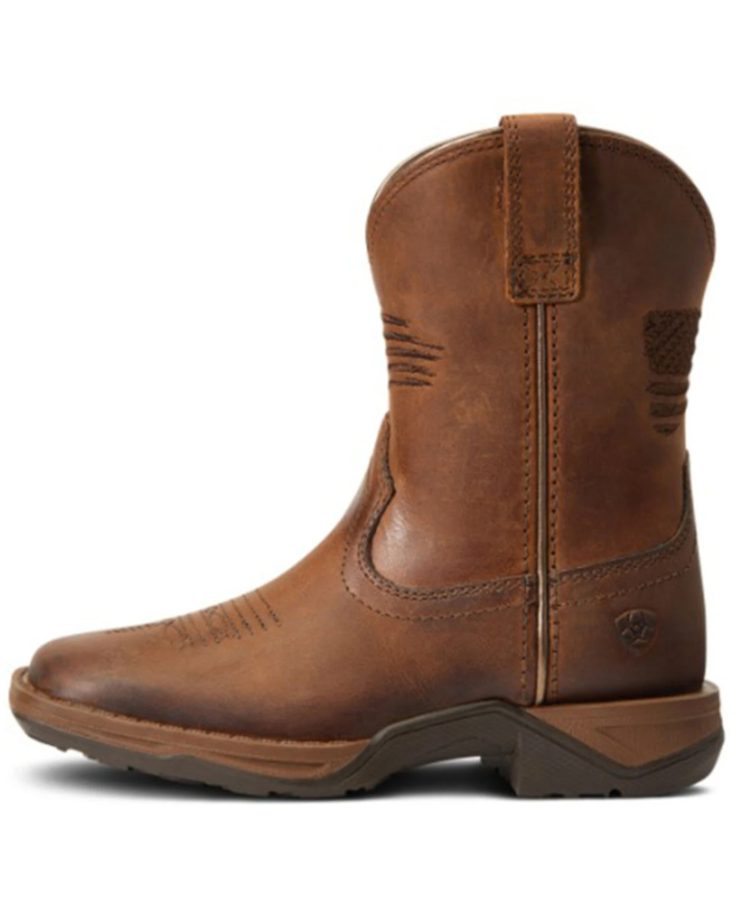 Ariat Boys' Anthem Patriot Easy Fit Distressed Brown Full-Grain Western Boot - Square Toe 4 Ariat Boys' Anthem Patriot Easy Fit Distressed Brown Full-Grain Western Boot - Square Toe - Image 2
