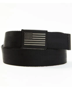 Brothers & Sons Men's Antique Flag Plaque Buckle Nylon Belt