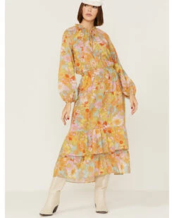 Show Me Your Mumu Women's Cait Midi Groovy Blooms Midi Dress