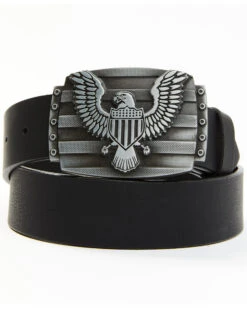 Brothers & Sons Men's Eagle Plaque Leather Belt