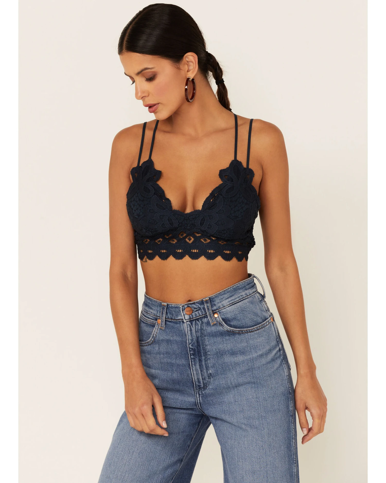 Wishlist Women's Strappy Lace Applique Scallop Lace Bralette 3 Wishlist Women's Strappy Lace Applique Scallop Lace Bralette