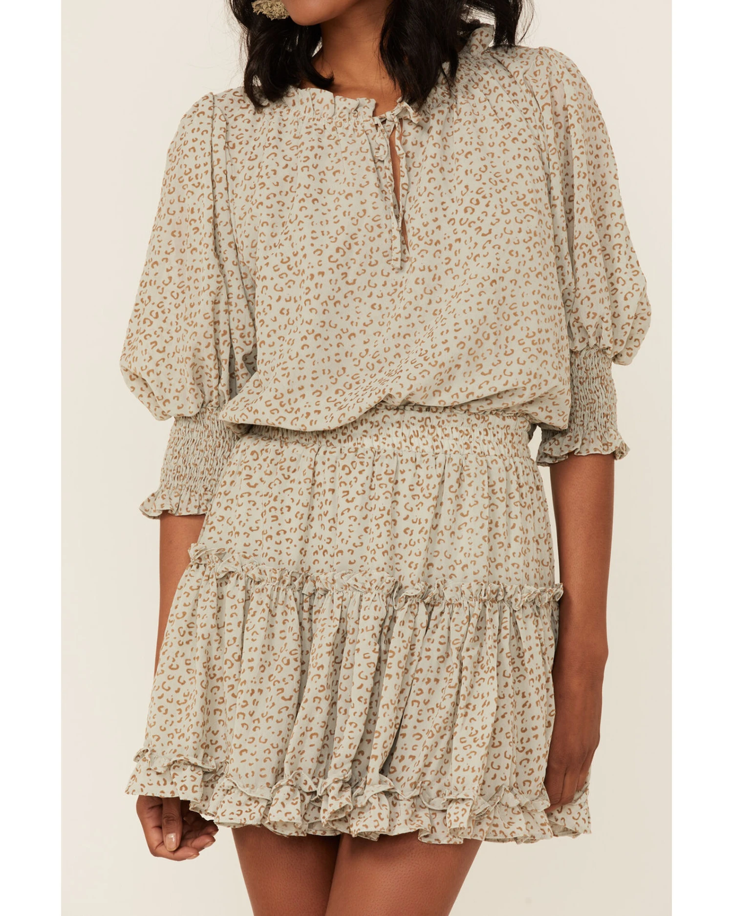 Saints & Hearts Women's Animal Print Smocked Waist Dress 4 Saints & Hearts Women's Animal Print Smocked Waist Dress - Image 2