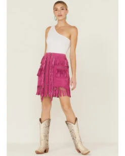 Double D Ranch Women's Chaperros Fringe Suede Skirt