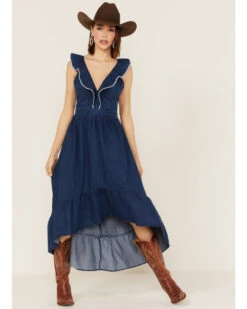 Molly Bracken Women's Ruffle Trim Cross Back Maxi Dress 7 Molly Bracken Women's Ruffle Trim Cross Back Maxi Dress -Twisted X Sales 2000365796 401 P2