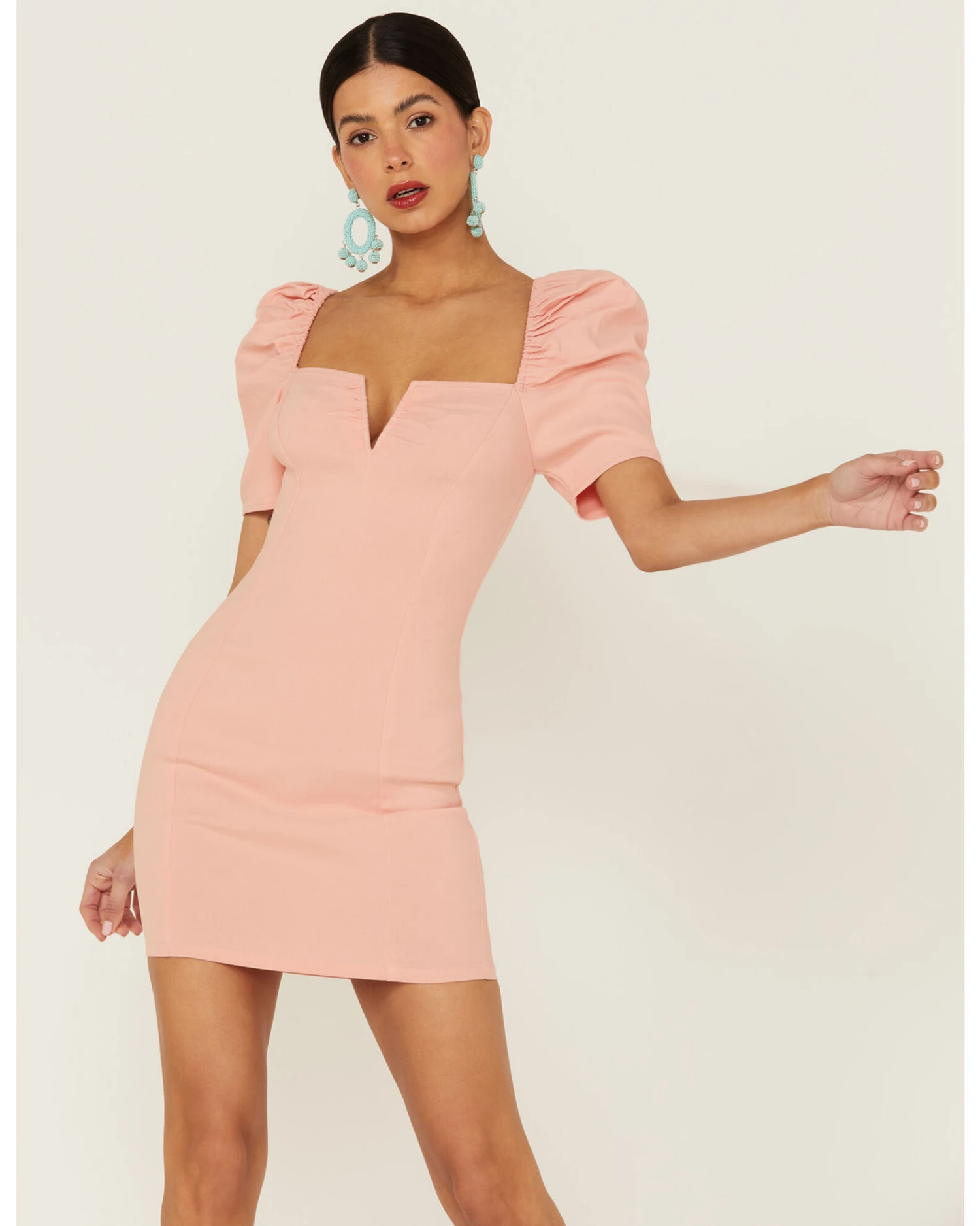 Flying Tomato Women's Bodycon Puff Sleeve Dress 3 Flying Tomato Women's Bodycon Puff Sleeve Dress