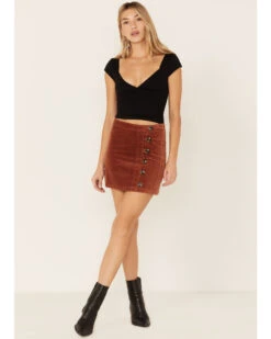 Wishlist Women's Side Button Corduroy Mini Skirt