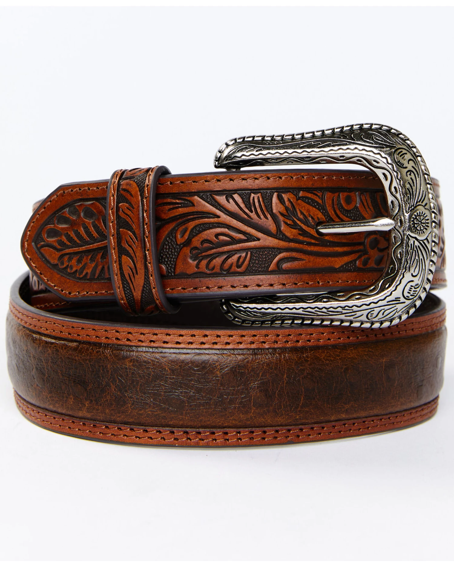 Cody James Men's Ostrich Print Tooled Belt 3 Cody James Men's Ostrich Print Tooled Belt