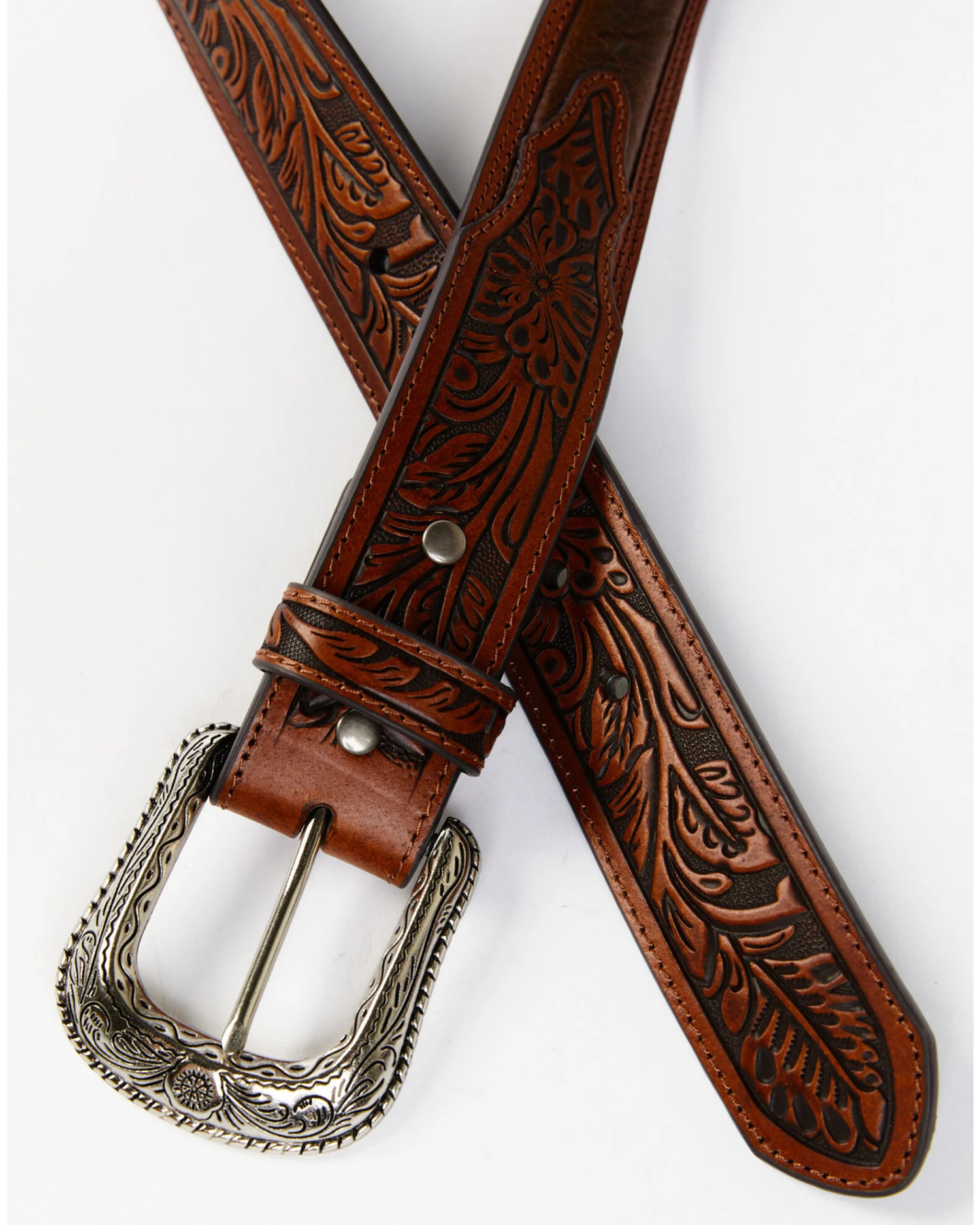 Cody James Men's Ostrich Print Tooled Belt 4 Cody James Men's Ostrich Print Tooled Belt - Image 2