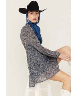 Lush Women's Floral Long Sleeve Smocked Mini Dress 9 Lush Women's Floral Long Sleeve Smocked Mini Dress -Twisted X Sales 2000368157 410 P4