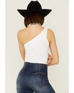 Fornia Women's Top One White One Shoulder Ribbed Cami Top -Twisted X Sales 2000368172 100 P3