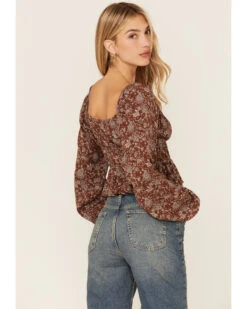 Wild Moss Long Sleeve Tie Front Ranched Floral Top -Twisted X Sales 2000368439 280 P3